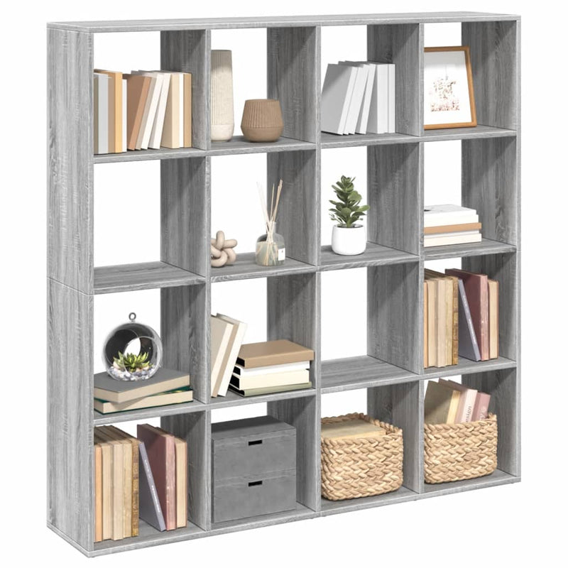 vidaXL szürke sonoma színű szerelt fa könyvszekrény 137,5x29x137,5 cm