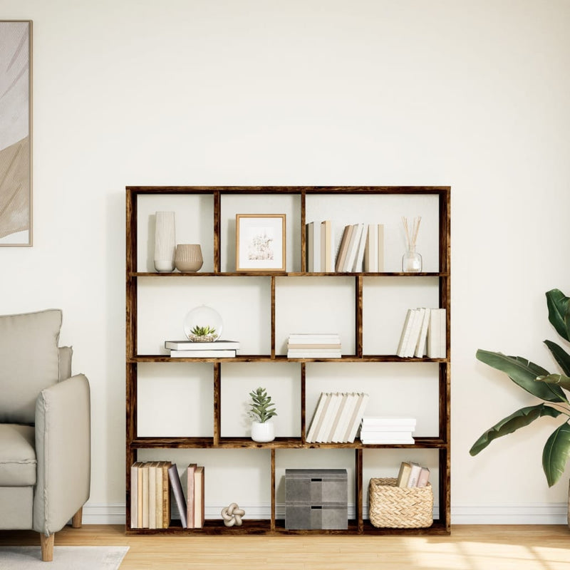 vidaXL füstös tölgy színű szerelt fa könyvszekrény 132 x 29 x 141,5 cm
