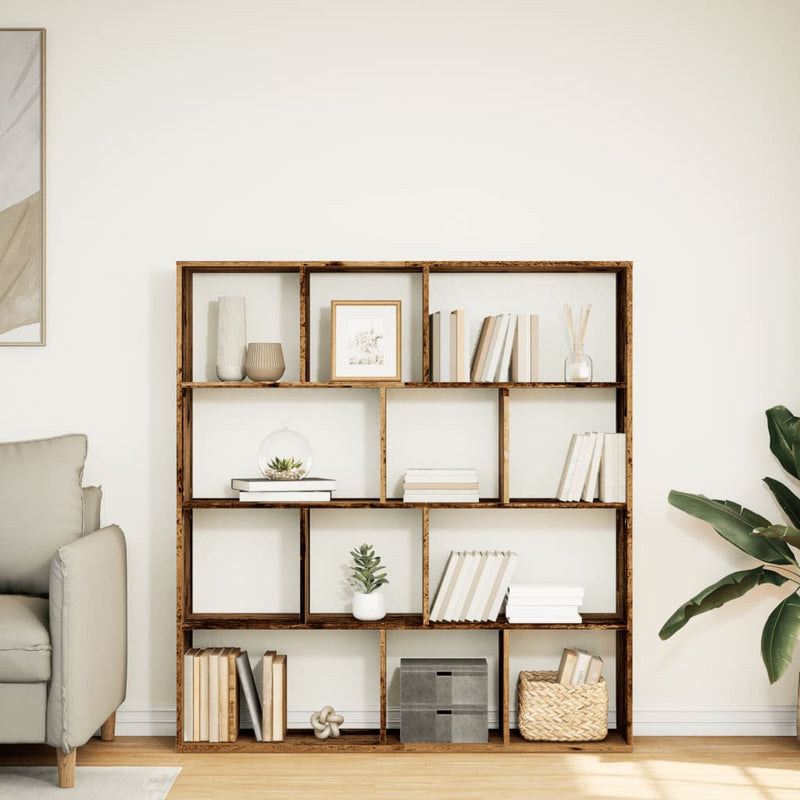 vidaXL antik fa színű szerelt fa könyvszekrény 132 x 29 x 141,5 cm