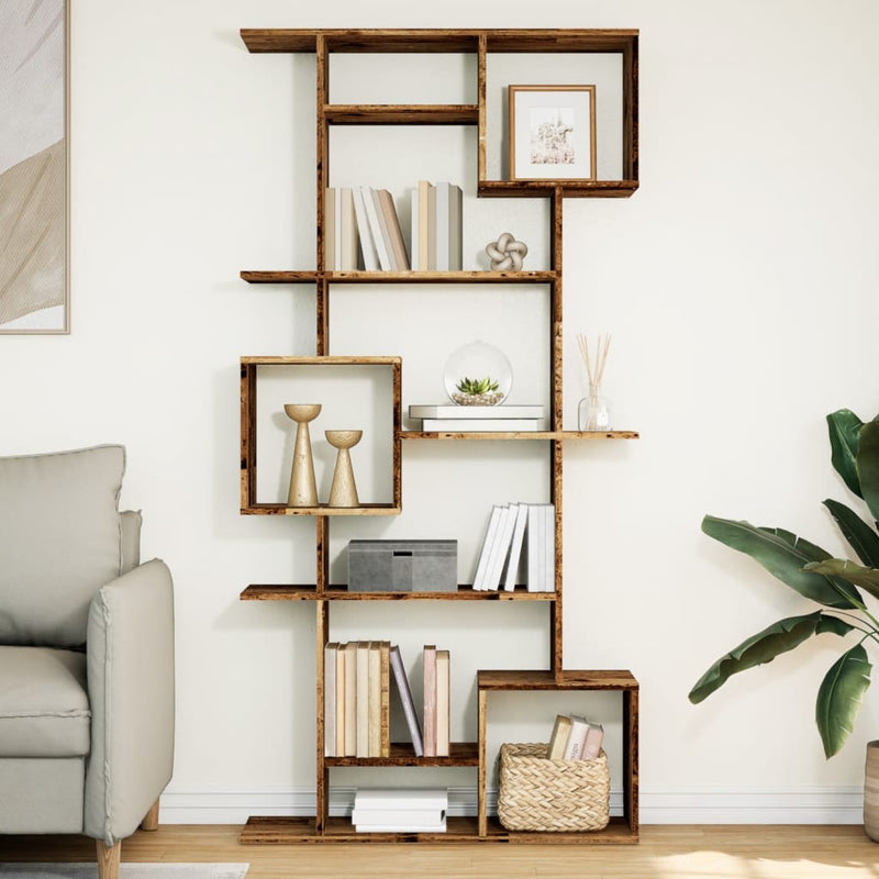 vidaXL antik fa színű szerelt fa könyvszekrény 92 x 29 x 188 cm