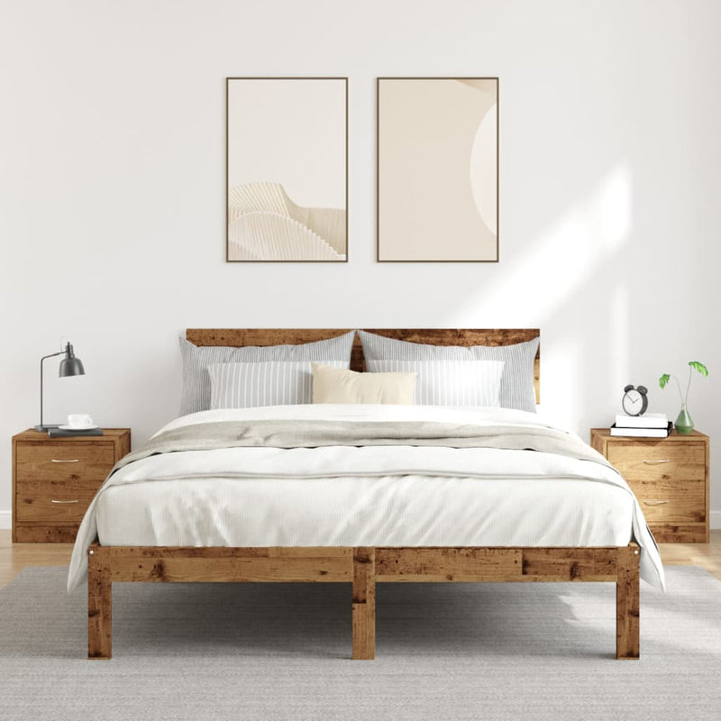 vidaXL 2 db antik fa színű szerelt fa éjjeliszekrény 40 x 30 x 40 cm
