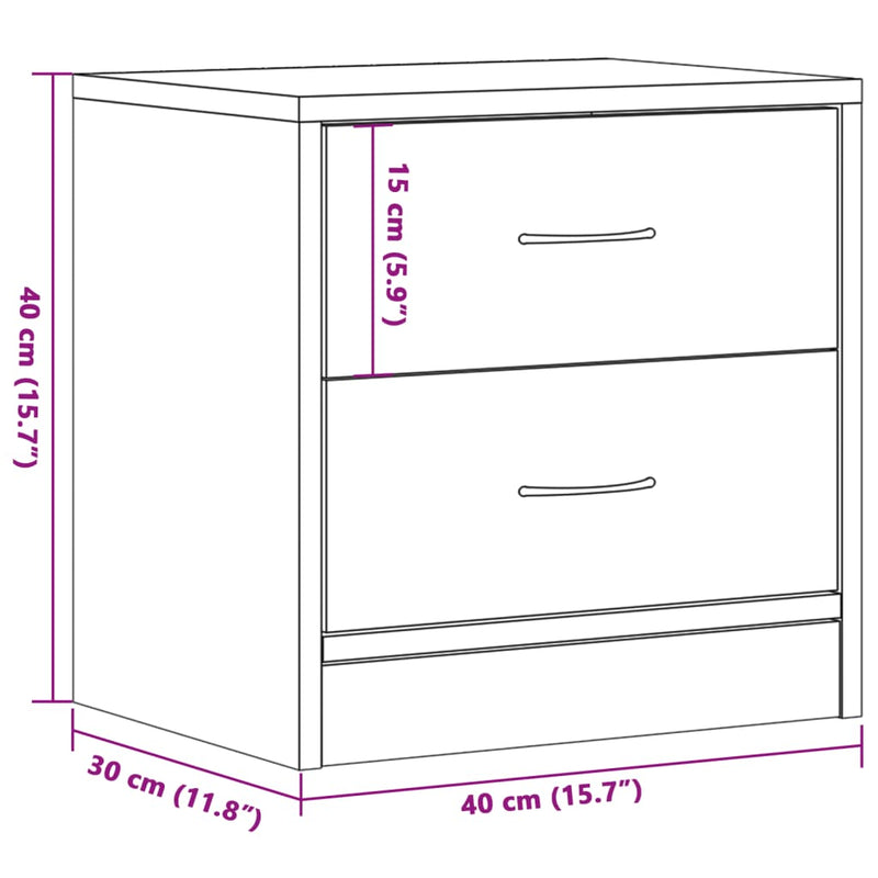 vidaXL 2 db antik fa színű szerelt fa éjjeliszekrény 40 x 30 x 40 cm