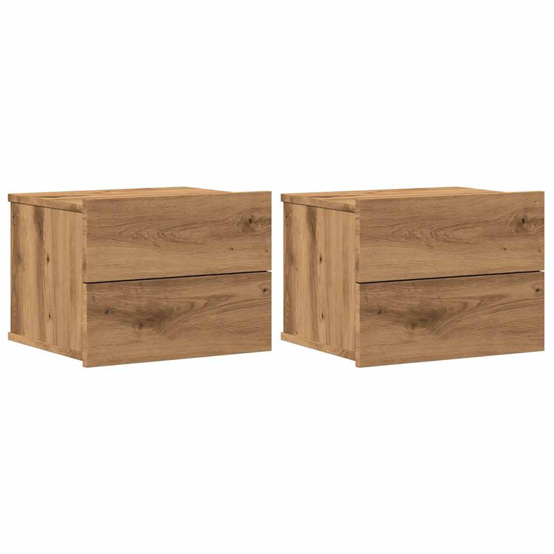vidaXL 2 db kézműves tölgy fali szerelhető éjjeliszekrény 40x32x30 cm