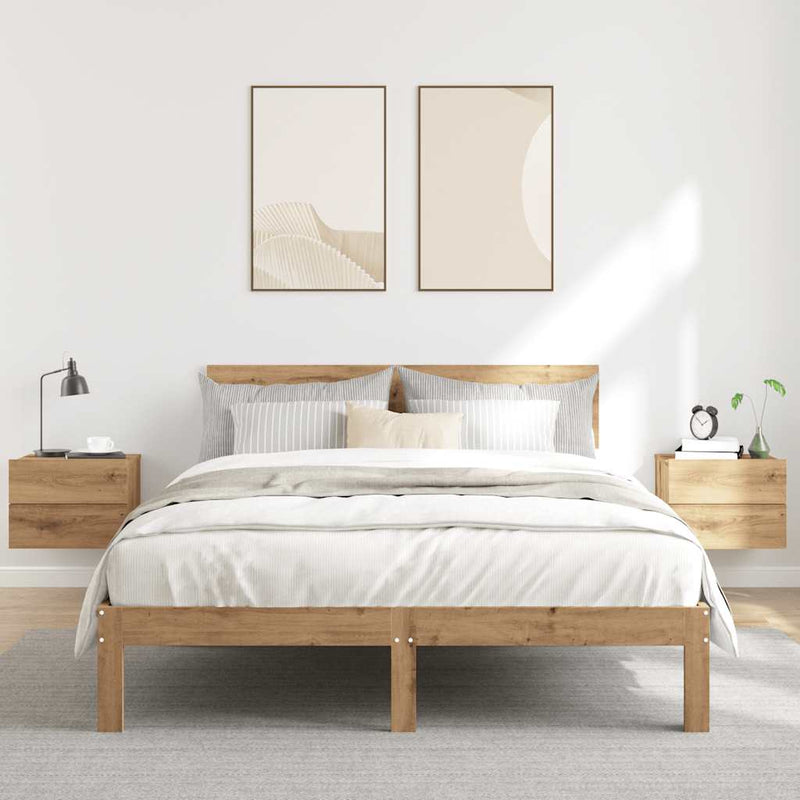 vidaXL 2 db kézműves tölgy fali szerelhető éjjeliszekrény 40x32x30 cm