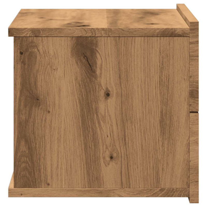 vidaXL 2 db kézműves tölgy fali szerelhető éjjeliszekrény 40x32x30 cm