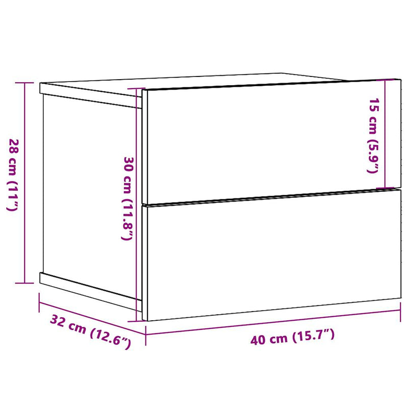 vidaXL 2 db kézműves tölgy fali szerelhető éjjeliszekrény 40x32x30 cm