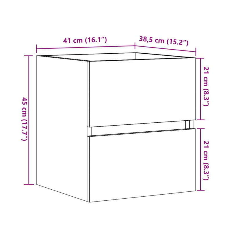 vidaXL betonszürke szerelt fa mosdószekrény 41 x 38,5 x 45 cm