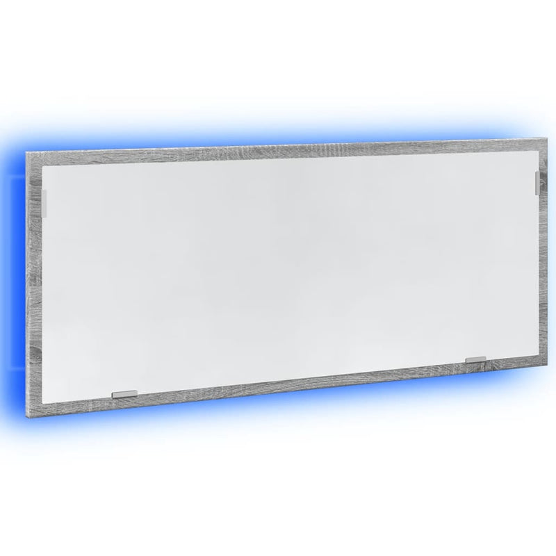 vidaXL szürke sonoma szerelt fa LED-es fürdőszobatükör 100x8,5x37 cm