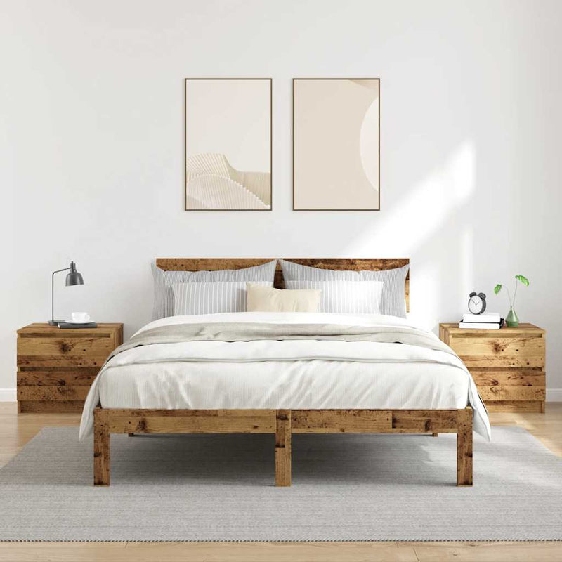 vidaXL 2 db antik fa színű szerelt fa éjjeliszekrény 50 x 40 x 43,5 cm