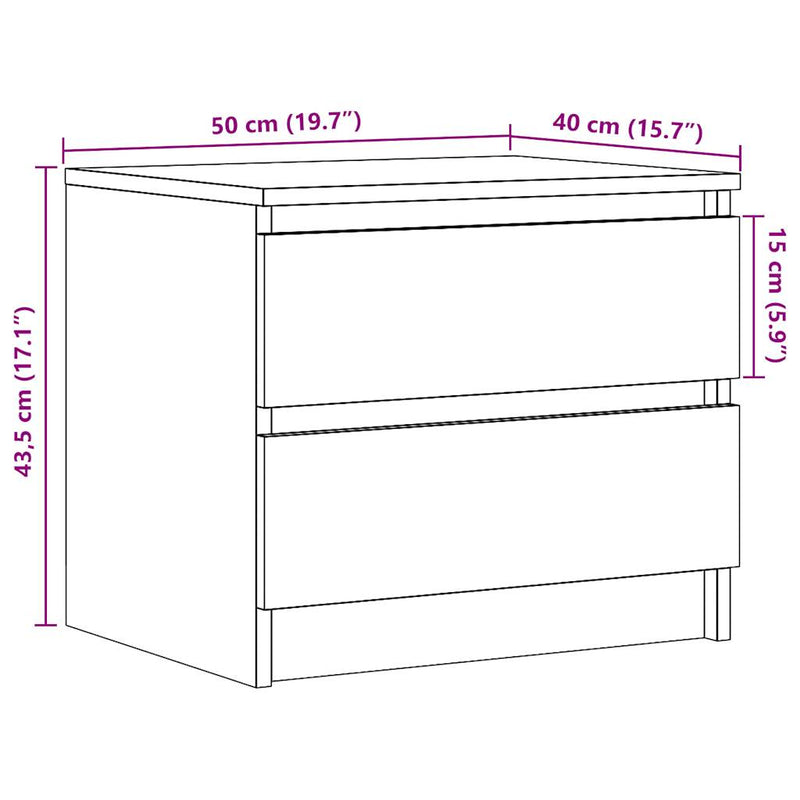 vidaXL 2 db antik fa színű szerelt fa éjjeliszekrény 50 x 40 x 43,5 cm