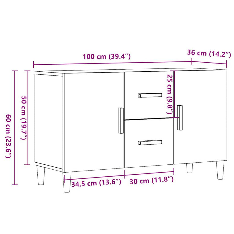 vidaXL antik fa színű szerelt fa tálalószekrény 100 x 36 x 60 cm