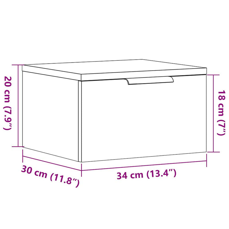 vidaXL antik fa színű falra szerelhető éjjeliszekrény 34 x 30 x 20 cm