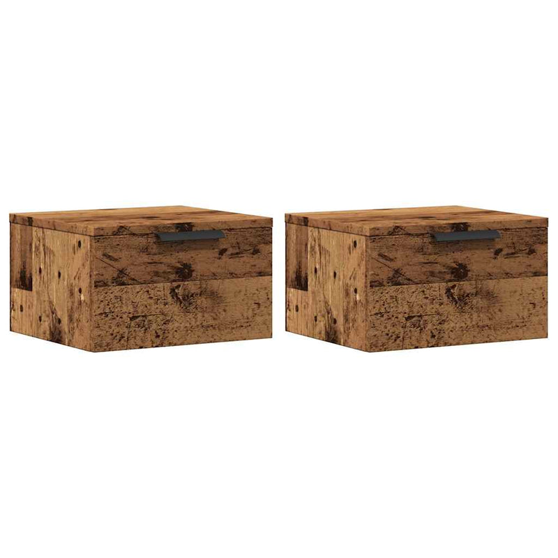 vidaXL 2 db antik fa színű falra szerelhető éjjeliszekrény 34x30x20 cm