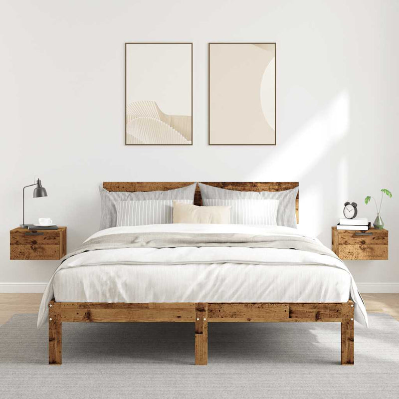 vidaXL 2 db antik fa színű falra szerelhető éjjeliszekrény 34x30x20 cm