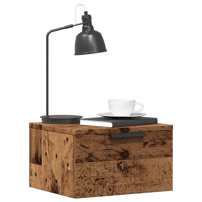 vidaXL 2 db antik fa színű falra szerelhető éjjeliszekrény 34x30x20 cm