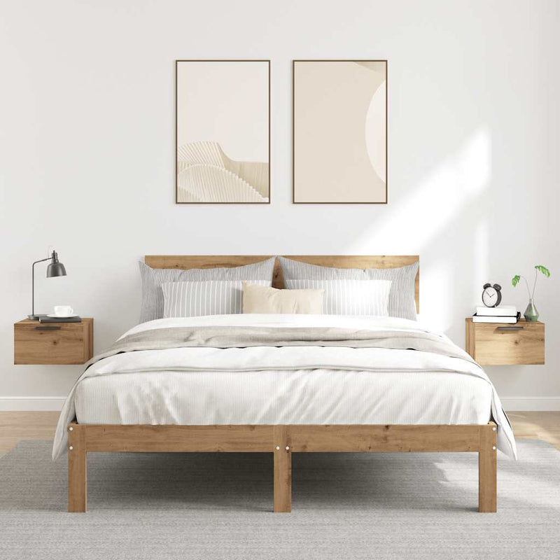 vidaXL 2 db kézműves tölgy fali szerelhető éjjeliszekrény 34x30x20 cm