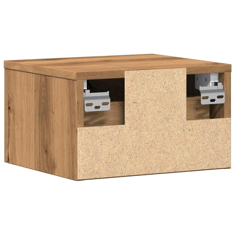 vidaXL 2 db kézműves tölgy fali szerelhető éjjeliszekrény 34x30x20 cm