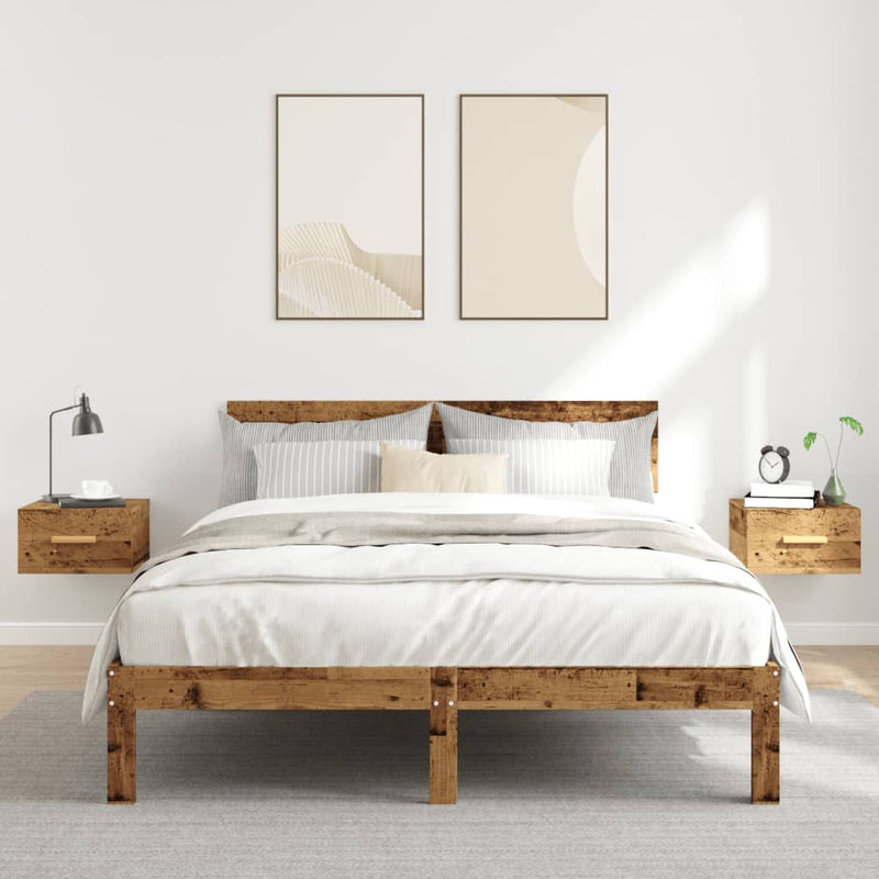 vidaXL 2 db kézműves tölgy falra szerelhető éjjeliszekrény 35x35x20 cm
