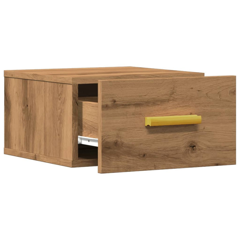 vidaXL 2 db kézműves tölgy fali szerelhető éjjeliszekrény 35x35x20 cm