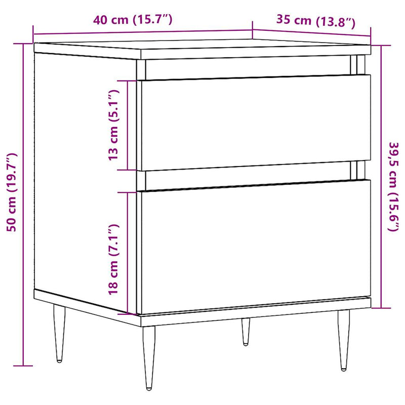 vidaXL antik fa színű szerelt fa éjjeliszekrény 40 x 35 x 50 cm