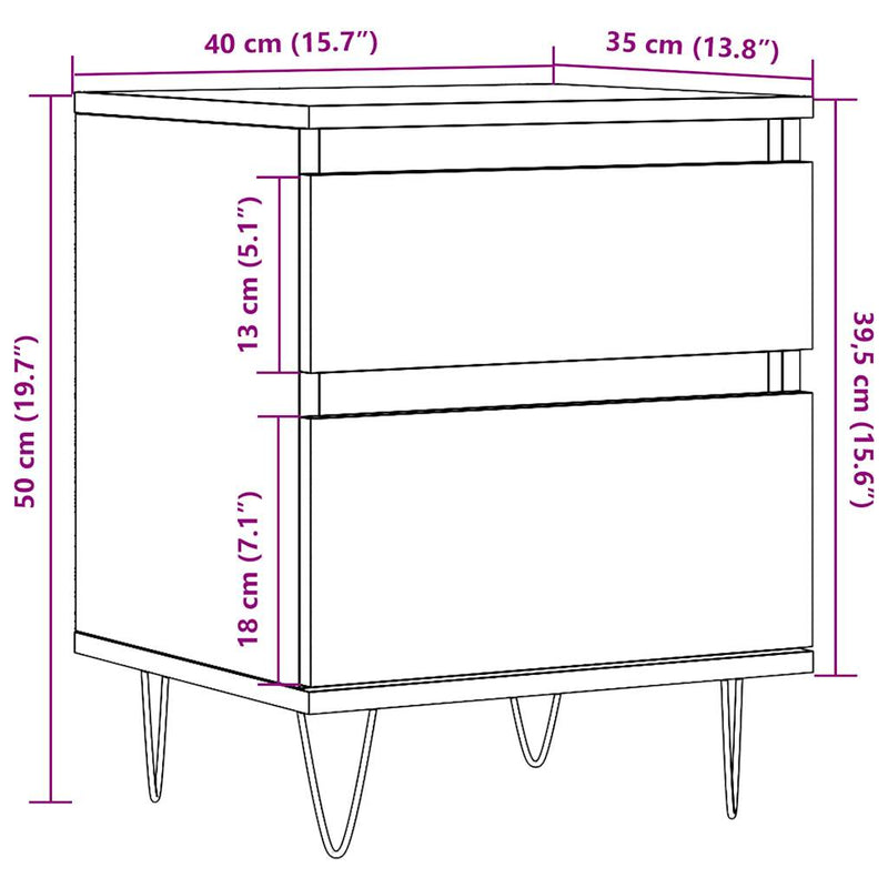 vidaXL antik fa színű szerelt fa éjjeliszekrény 40 x 35 x 50 cm