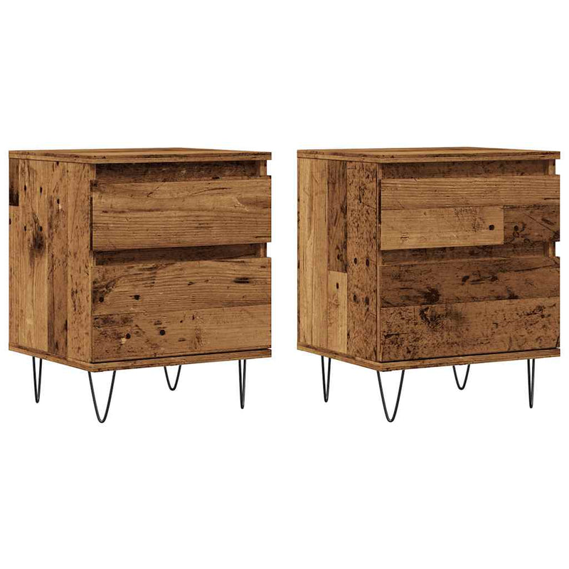 vidaXL 2 db antik fa színű szerelt fa éjjeliszekrény 40 x 35 x 50 cm