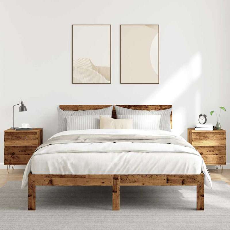vidaXL 2 db antik fa színű szerelt fa éjjeliszekrény 40 x 35 x 50 cm