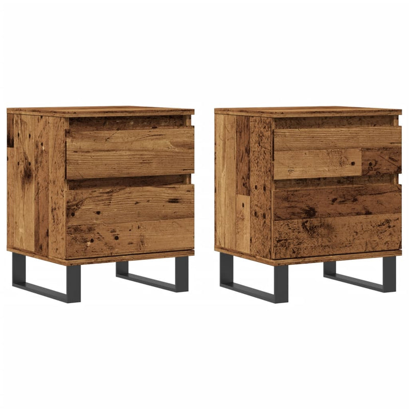 vidaXL 2 db antik fa színű szerelt fa éjjeliszekrény 40 x 35 x 50 cm