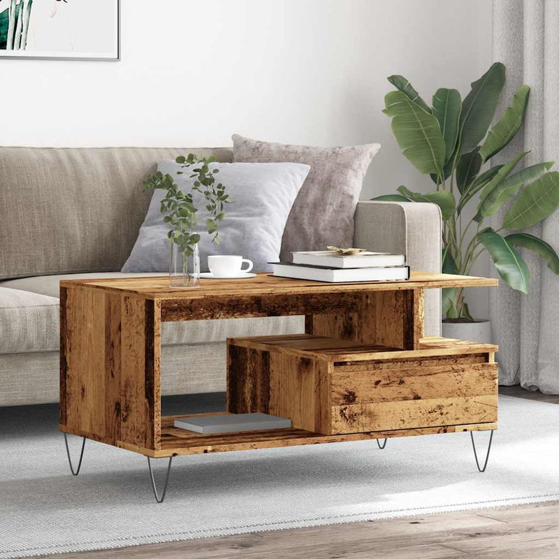 vidaXL antik fa színű szerelt fa dohányzóasztal 90 x 49 x 45 cm