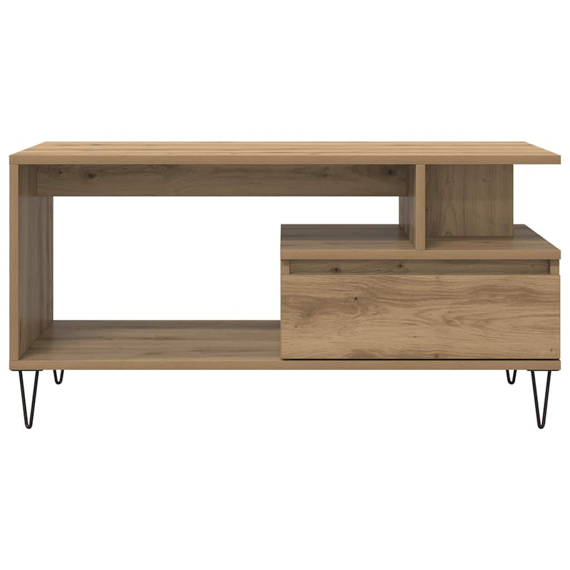 vidaXL kézműves tölgy színű szerelt fa dohányzóasztal 90x49x45 cm