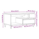 vidaXL kézműves tölgy színű szerelt fa dohányzóasztal 90x49x45 cm