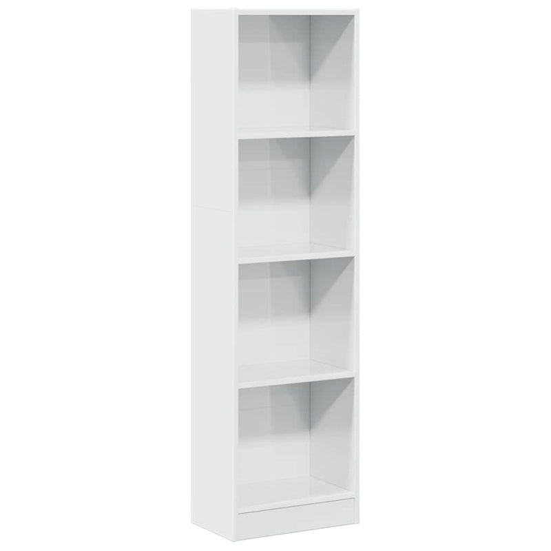 vidaXL magasfényű fehér szerelt fa könyvespolc 40 x 24 x 143 cm