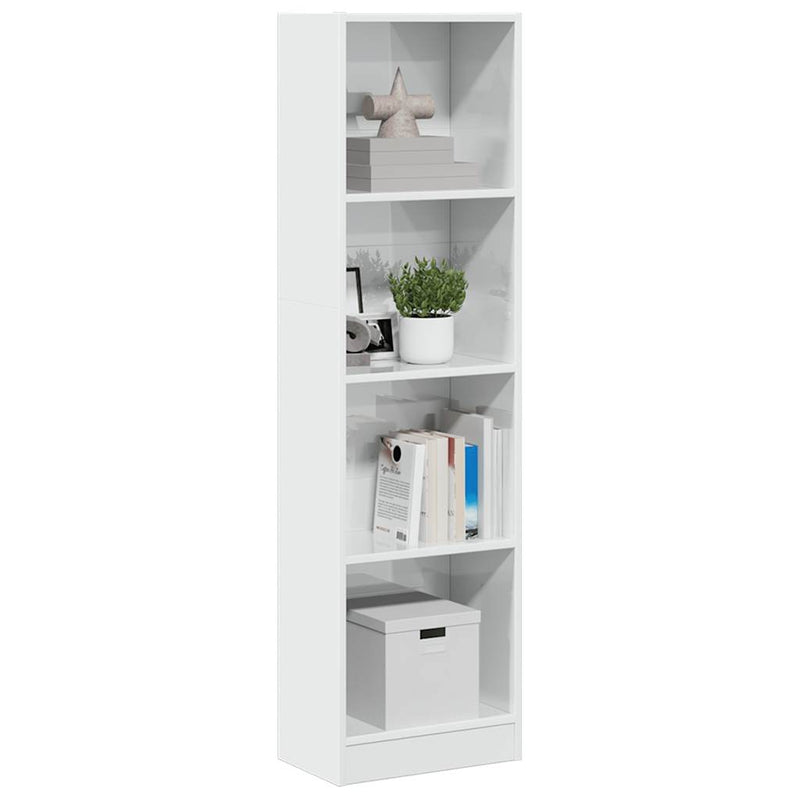 vidaXL magasfényű fehér szerelt fa könyvespolc 40 x 24 x 143 cm