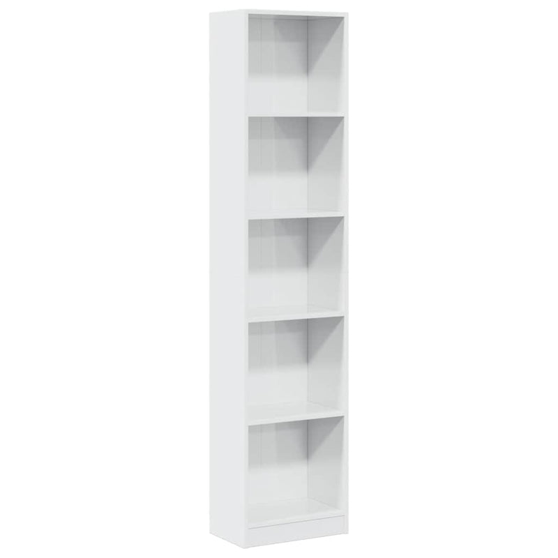 vidaXL magasfényű fehér szerelt fa könyvespolc 40 x 24 x 176 cm