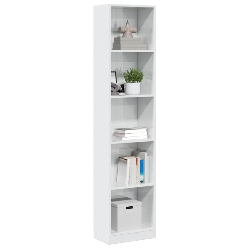 vidaXL magasfényű fehér szerelt fa könyvespolc 40 x 24 x 176 cm