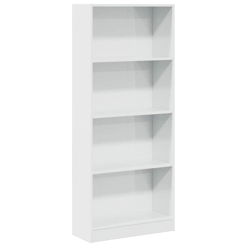 vidaXL magasfényű fehér szerelt fa könyvespolc 60 x 24 x 143 cm