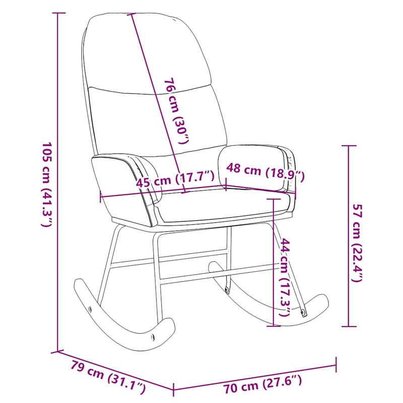 vidaXL krémfehér bársony hintaszék