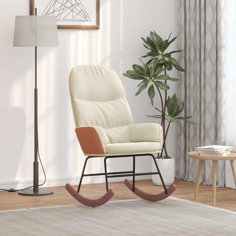 vidaXL krémfehér bársony hintaszék