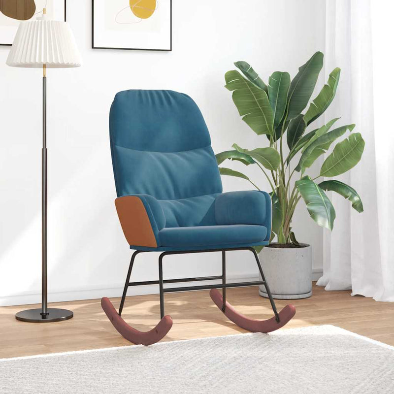 vidaXL kék bársony hintaszék