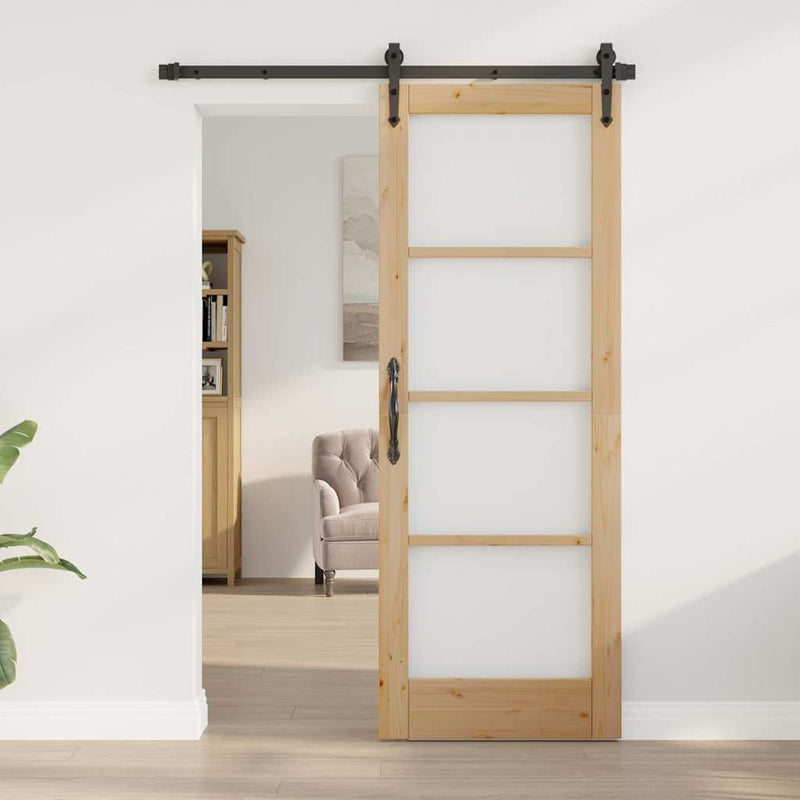 vidaXL Üveges Belső Ajtó Barna 73.5 x 198.5 cm Tömör fenyőfa és üveg