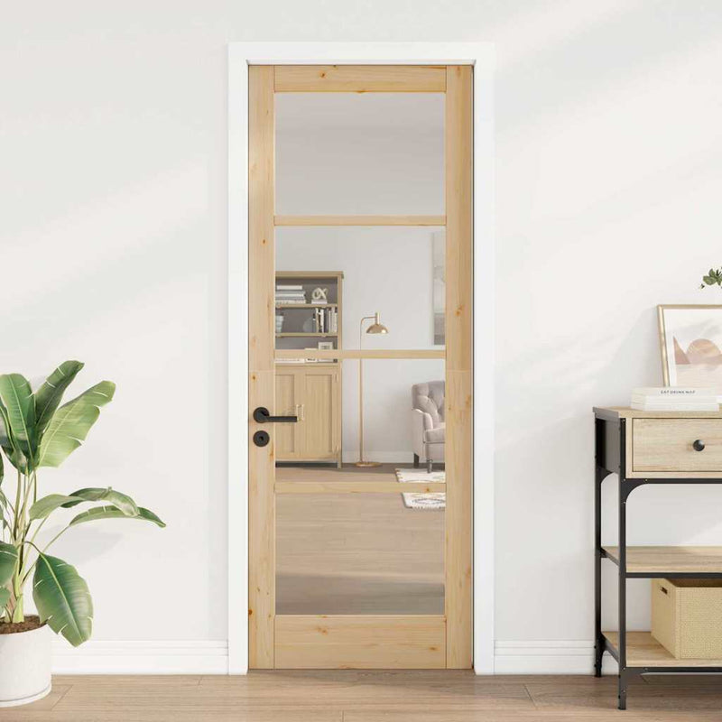 vidaXL Belső Ajtó Üveggel ORKDAL Barna 78 x 211 cm