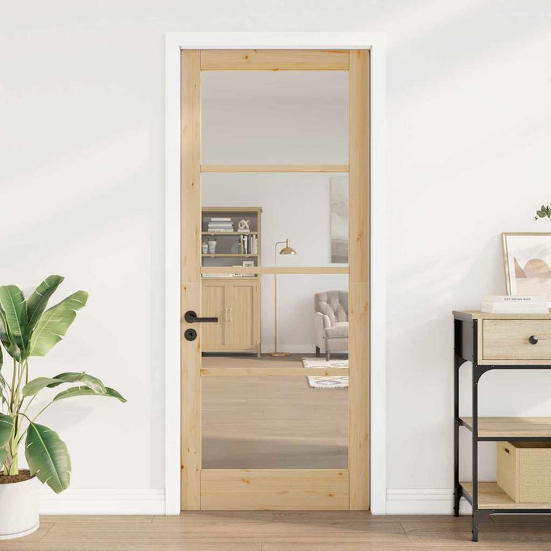 vidaXL Belső Ajtó Üveggel ORKDAL Barna 86 x 211 cm