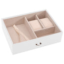 vidaXL ékszerdoboz 3 rétegű tükörrel zárható fehér 26x18x17,5 cm