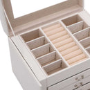 vidaXL ékszerdoboz 4 rétegű tükörrel zárható fehér 22,5x17,5x16,5 cm