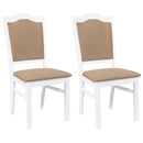 vidaXL 2 db fehér tömörfa gumiból készült étkezőszékek párnákkal