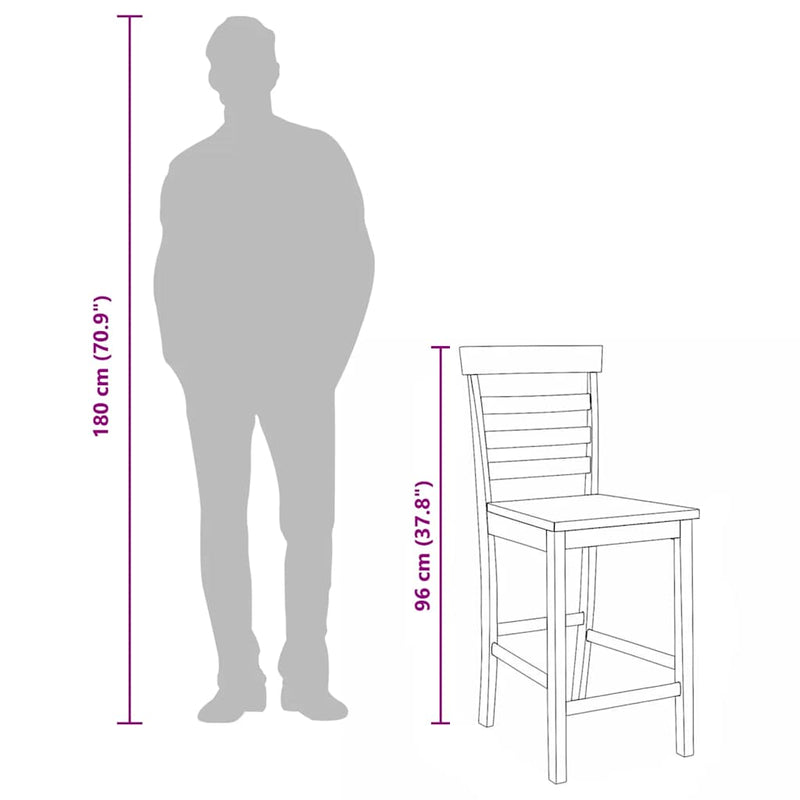 vidaXL 2 db természetes tömörfa gumiból bárszékek