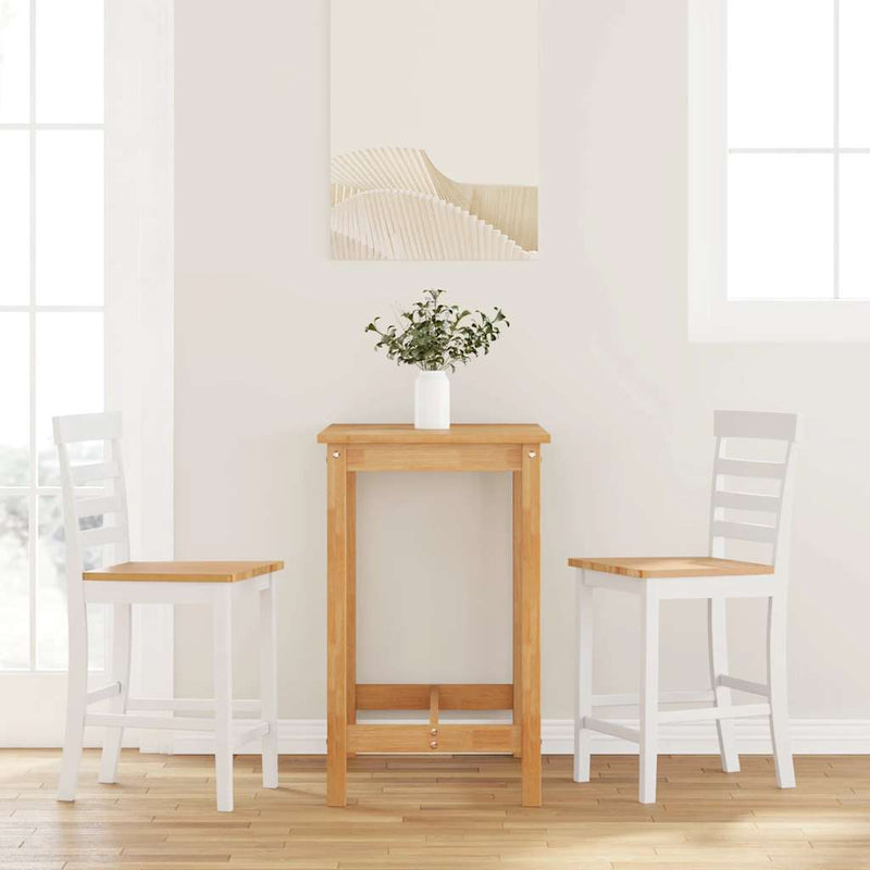 vidaXL 2 db fehér tömörfa gumiból bárszékek