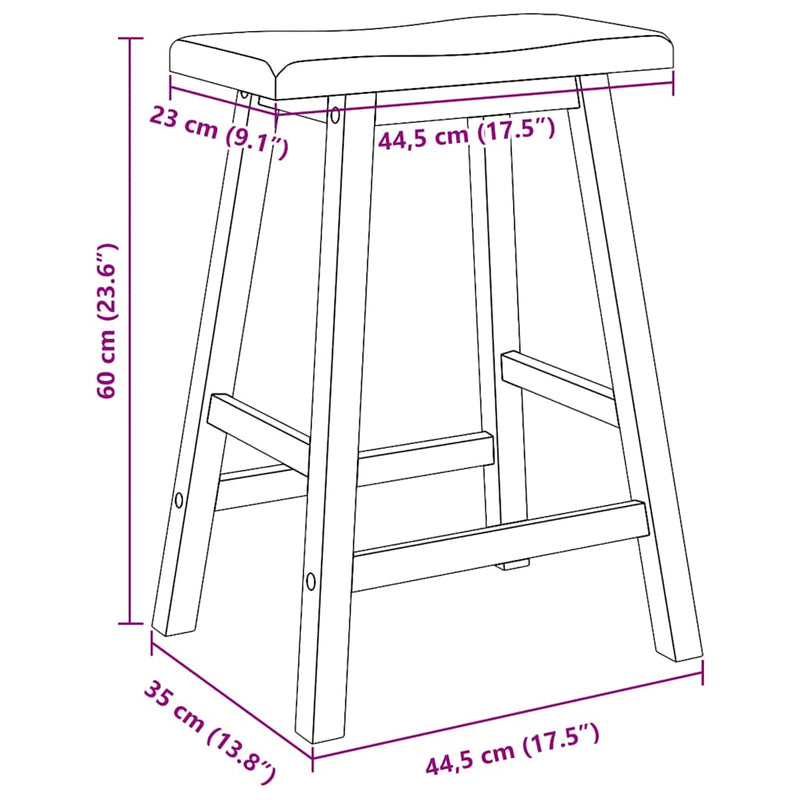 vidaXL 2 db fehér tömörfa gumiból bárszékek
