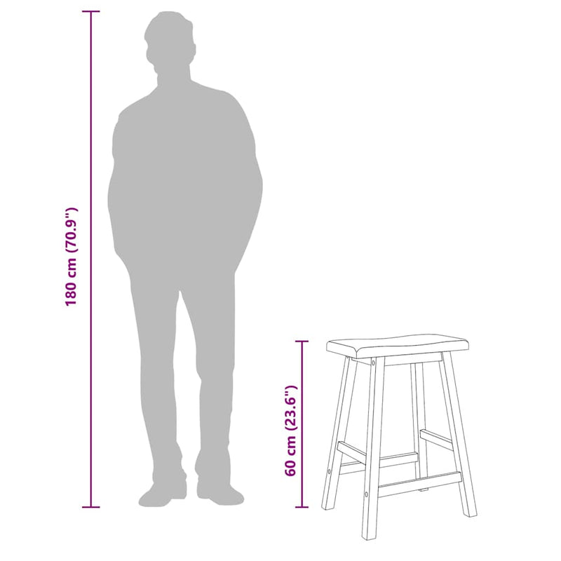 vidaXL 2 db fehér tömörfa gumiból bárszékek