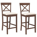 vidaXL 2 db barna tömörfa gumiból bárszékek párnákkal